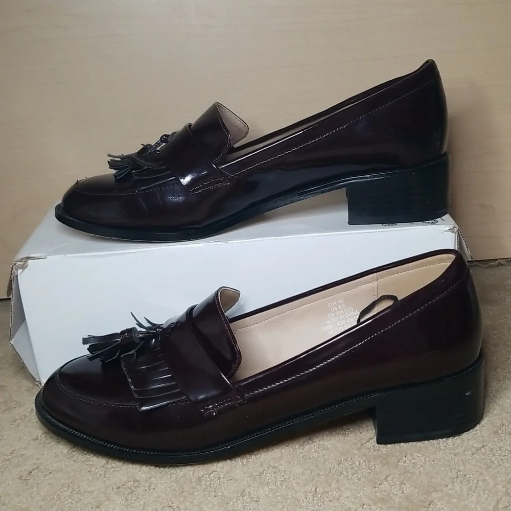 Womens H&M Burgundy loafers size 8.5 - Picture 3 of 10